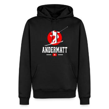 Andermatt Ski Resort Schweizer Alpen Ski-Souvenir - Männer Premium Bio Hoodie - Schwarz - Vorne - Nico (187cm)
