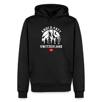 Andermatt Ski Resort Schweizer Alpen Ski-Souvenir - Männer Premium Bio Hoodie - Schwarz - Vorne - Nico (187cm)