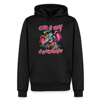 Crazy but Awesome – Elefant Comic Stil - Männer Premium Bio Hoodie - Schwarz - Vorne - Nico (187cm)
