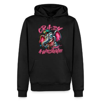 Style de bande dessinée d’éléphant fou mais génial - Sweat à capuche Premium bio Homme - noir - Devant - Nico (187cm)