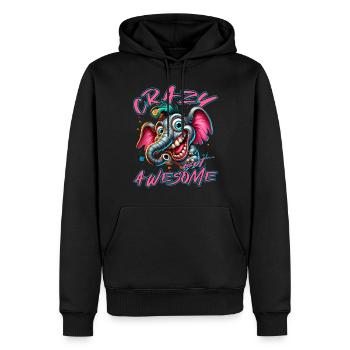 Style de bande dessinée d’éléphant fou mais génial - Sweat à capuche Premium bio Homme - noir - Devant - Nico (187cm)