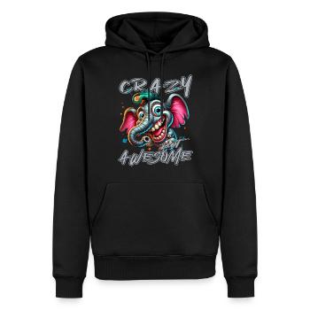 Style de bande dessinée d’éléphant fou mais génial - Sweat à capuche Premium bio Homme - noir - Devant - Nico (187cm)