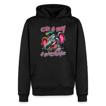 Crazy but Awesome - Style bande dessinée éléphant - Sweat à capuche Premium bio Homme - noir - Devant - Nico (187cm)