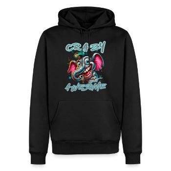 Crazy but Awesome Elefant Comic Stil - Männer Premium Bio Hoodie - Schwarz - Vorne - Nico (187cm)