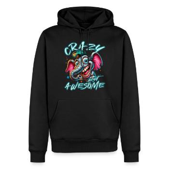 Style de bande dessinée d’éléphant fou mais génial - Sweat à capuche Premium bio Homme - noir - Devant - Nico (187cm)
