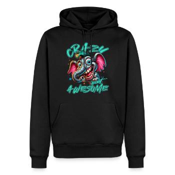 Style de bande dessinée d’éléphant fou mais génial - Sweat à capuche Premium bio Homme - noir - Devant - Nico (187cm)