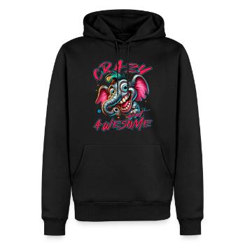 Style de bande dessinée d’éléphant fou mais génial - Sweat à capuche Premium bio Homme - noir - Devant - Nico (187cm)