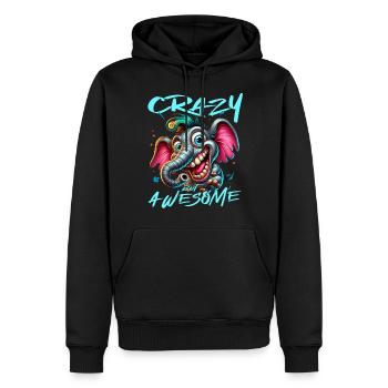 Crazy but Awesome Elefant Comic Stil - Männer Premium Bio Hoodie - Schwarz - Vorne - Nico (187cm)