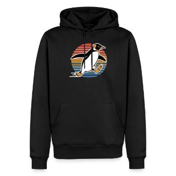 Pingouin rapide dans un style rétro - Sweat à capuche Premium bio Homme - noir - Devant - Nico (187cm)