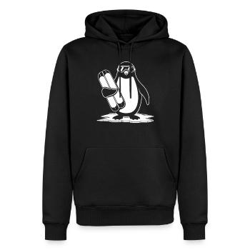 Pinguin Mit Ski Und Brille Auf Eis - Männer Premium Bio Hoodie - Schwarz - Vorne - Nico (187cm)