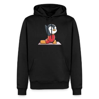 Niedlicher Pinguin Yoga Pose für Kinder und - Männer Premium Bio Hoodie - Schwarz - Vorne - Nico (187cm)