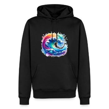 Welle - Männer Premium Bio Hoodie - Schwarz - Vorne - Nico (187cm)