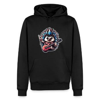 Igel Rock and Roll Gitarrist - Männer Premium Bio Hoodie - Schwarz - Vorne - Nico (187cm)