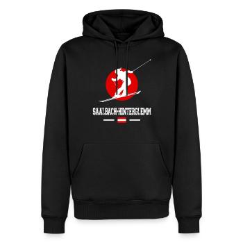 Station de ski de Saalbach Hinterglemm Alpes autrichiennes - Sweat à capuche Premium bio Homme - noir - Devant - Nico (187cm)