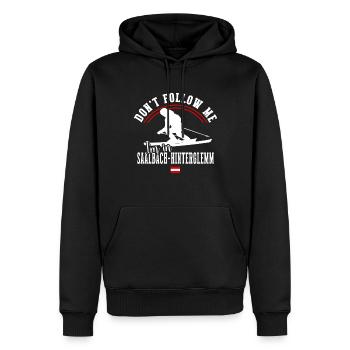Skigebiet Saalbach Hinterglemm Österreichische Alpen - Männer Premium Bio Hoodie - Schwarz - Vorne - Nico (187cm)