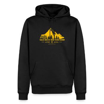 Skigebiet Saalbach Hinterglemm Österreichische Alpen - Männer Premium Bio Hoodie - Schwarz - Vorne - Nico (187cm)