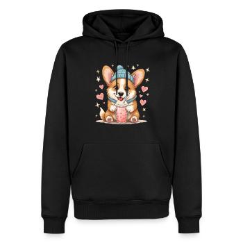 Corgi Hund Milchshake Verliebt Hundeliebe Beanie - Männer Premium Bio Hoodie - Schwarz - Vorne - Nico (187cm)