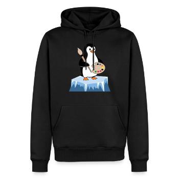 Künstler Pinguin Mit Pinsel Und Palette - Männer Premium Bio Hoodie - Schwarz - Vorne - Nico (187cm)