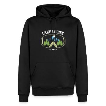 Skigebiet Lake Louise Kanadische Rocky Mountains - Männer Premium Bio Hoodie - Schwarz - Vorne - Nico (187cm)