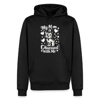 My mom is obsessed with me - cat design - Männer Premium Bio Hoodie - Schwarz - Vorne - Nico (187cm)