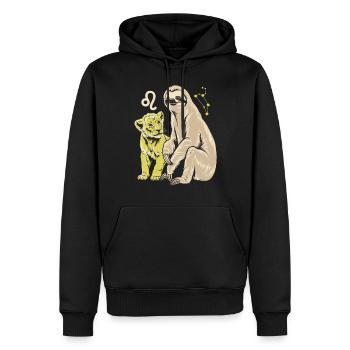 Aventure de paresseux du zodiaque Lion avec Leo - Sweat à capuche Premium bio Homme - noir - Devant - Nico (187cm)
