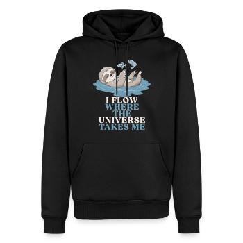 Fische Sternzeichen Faultier: Ich Fließe Wo Das - Männer Premium Bio Hoodie - Schwarz - Vorne - Nico (187cm)