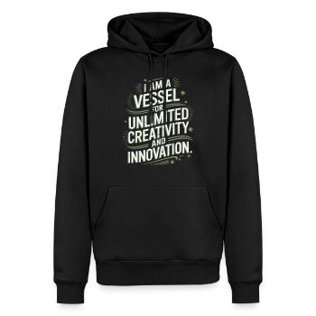 Je suis un réceptacle pour une créativité et une créativité illimitées. - Sweat à capuche Premium bio Homme - noir - Devant - Nico (187cm)