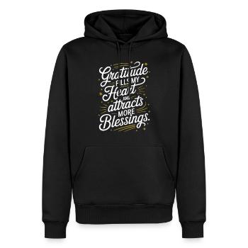 La gratitude remplit mon cœur et attire plus de bénédictions - Sweat à capuche Premium bio Homme - noir - Devant - Nico (187cm)