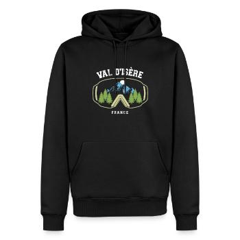 Skigebiet Val D'Isère Französische Alpen Souvenir - Männer Premium Bio Hoodie - Schwarz - Vorne - Nico (187cm)