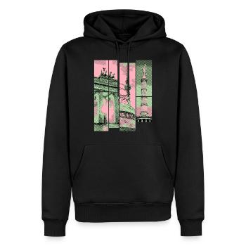 Berlin Skyline City Germany Collage Vintage - Men’s Premium Organic Hoodie - black - Front - Nico (187cm)