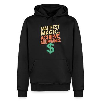Manifester la magie, atteindre l’abondance Citation - Sweat à capuche Premium bio Homme - noir - Devant - Nico (187cm)