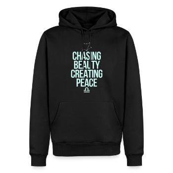 Signe du zodiaque Balance : Trouver la beauté et la paix - Sweat à capuche Premium bio Homme - noir - Devant - Nico (187cm)