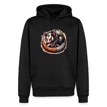 Opossum - Männer Premium Bio Hoodie - Schwarz - Vorne - Nico (187cm)