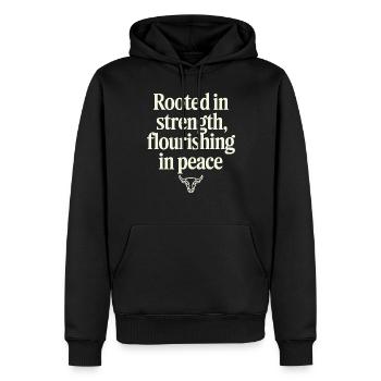 Stier Sternzeichen: Verwurzelt in Stärke, Blühend - Männer Premium Bio Hoodie - Schwarz - Vorne - Nico (187cm)