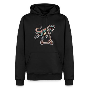 Tretroller E-Scooter E-Roller T Rex Dino Scooter - Männer Premium Bio Hoodie - Schwarz - Vorne - Nico (187cm)