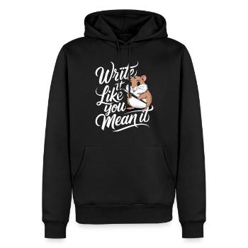 Hamster Auteur Écrivain : Écrivez-le comme vous - Sweat à capuche Premium bio Homme - noir - Devant - Nico (187cm)