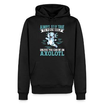 Mignon axolotl Restez toujours fidèle à vous-même à moins que - Sweat à capuche Premium bio Homme - noir - Devant - Nico (187cm)