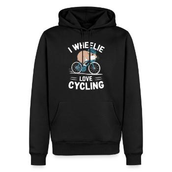 I Wheelie Love Cycling Hamster Motiv - Männer Premium Bio Hoodie - Schwarz - Vorne - Nico (187cm)