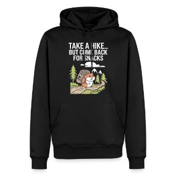 Faire de la randonnée... Mais revenez pour des collations - Sweat à capuche Premium bio Homme - noir - Devant - Nico (187cm)