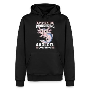 Axolotl N’arrêtez jamais de vous poser des questions sur Axolotl - Sweat à capuche Premium bio Homme - noir - Devant - Nico (187cm)