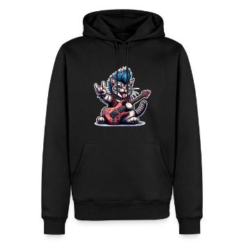 Katze Rock and Roll Gitarrist - Männer Premium Bio Hoodie - Schwarz - Vorne - Nico (187cm)