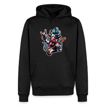 Kuh Rock and Roll Gitarrist - Männer Premium Bio Hoodie - Schwarz - Vorne - Nico (187cm)