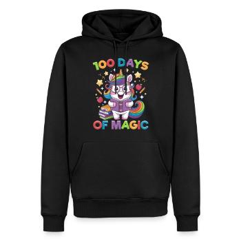 Cute Unicorn Rainbow 100 Days of School - Männer Premium Bio Hoodie - Schwarz - Vorne - Nico (187cm)