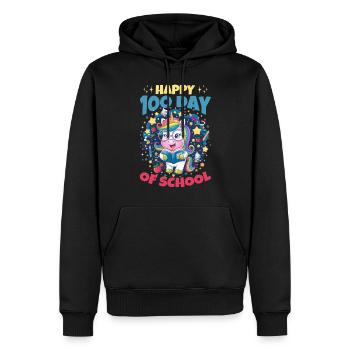 Cute Unicorn Rainbow 100 Days of School - Männer Premium Bio Hoodie - Schwarz - Vorne - Nico (187cm)