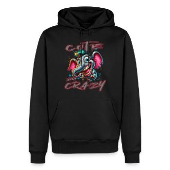 Style de bande dessinée éléphant mignon mais fou - Sweat à capuche Premium bio Homme - noir - Devant - Nico (187cm)