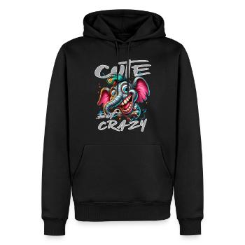 Style de bande dessinée éléphant mignon mais fou - Sweat à capuche Premium bio Homme - noir - Devant - Nico (187cm)