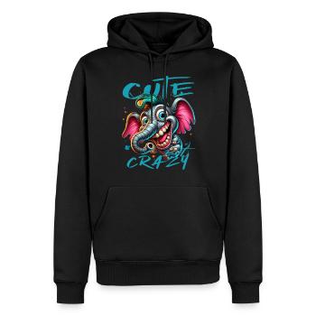 Style de bande dessinée éléphant mignon mais fou - Sweat à capuche Premium bio Homme - noir - Devant - Nico (187cm)