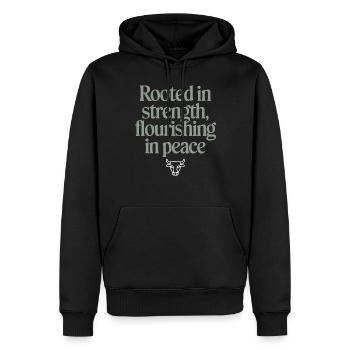 Signe du zodiaque Taureau : Force et paix ancrées - Sweat à capuche Premium bio Homme - noir - Devant - Nico (187cm)