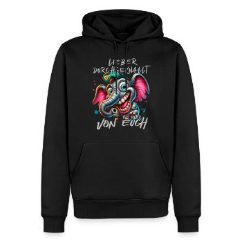 Lieber durchgeknallt als einer von euch – Elefant - Männer Premium Bio Hoodie - Schwarz - Vorne - Nico (187cm)