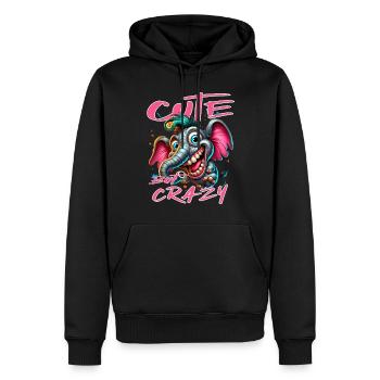 Cute but Crazy Elefant Comic Stil - Männer Premium Bio Hoodie - Schwarz - Vorne - Nico (187cm)